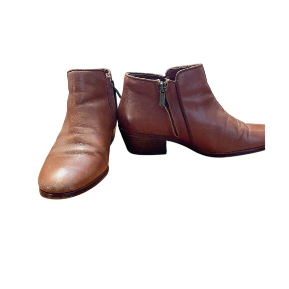 Sam Edelman Petty Leather side zip ankle bootie women’s size 7 brown - Picture 3 of 12